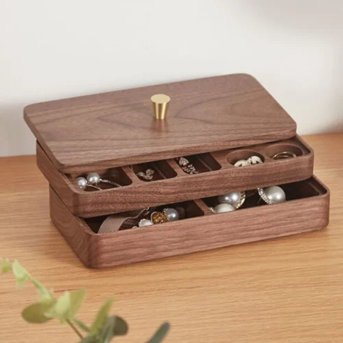 Wooden Jewelry Storage Box Earring Necklace Jewelry Organizer Box Bracelet Ring Necklace Watch Boxes Vintage Display Holder