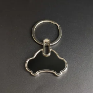 Custom Logo Name Metal Black Keychain Personalized Keyring Plate Laser Marking Engraving Stainless Steel Key Chain Ring Gift