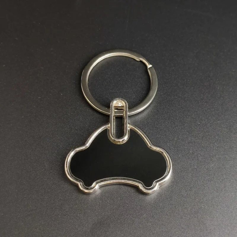 Custom Logo Name Metal Black Keychain Personalized Keyring Plate Laser Marking Engraving Stainless Steel Key Chain Ring Gift