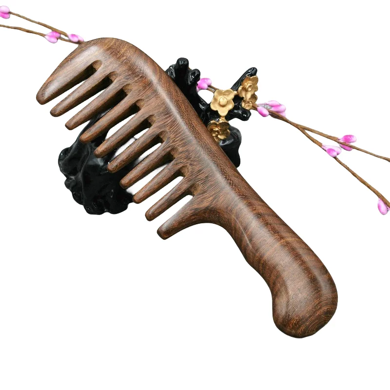 Natural Sandalwood Hair Combs Anti-Static Wooden Comb Massager Long Wide Tooth Detangle Sandalwood Comb Hair Care Household Gift
