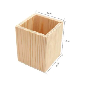 Pencil Holder Office Desk Wood Square/Round/Hexagon Pen Holder Pen Pot Cup Case Container Stationery Storage Organiser Supplies
