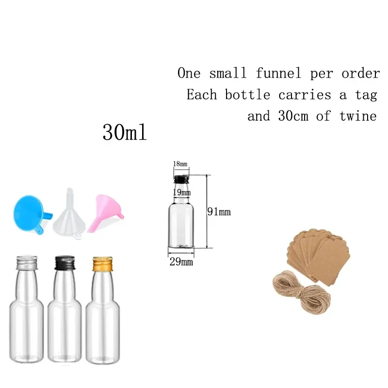 10PCS 30ML-150ML Portable Plastic Mini Liquor Bottle Juice Bottles Reusable Drink Container For Favors Weddings Parties Favors