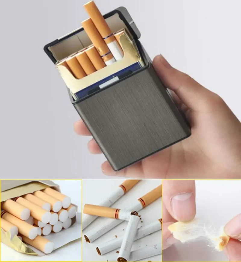 Portable 20pcs Aluminum Cigarettes Case Regular King Size Plastic Cigar Tobacco Holder Box Storage Container Smoking Accessories