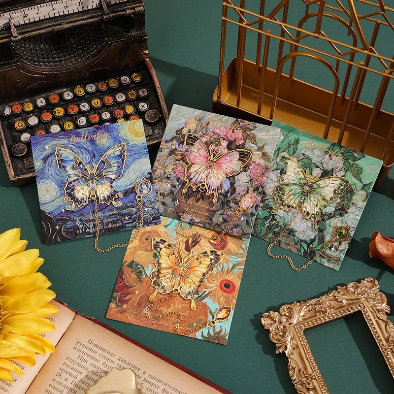 2024 Cute Butterfly Metal Bookmark Colorful Bronzing Bookmark With Chain Gifts For Book Lovers Readers Writers Friends Adults