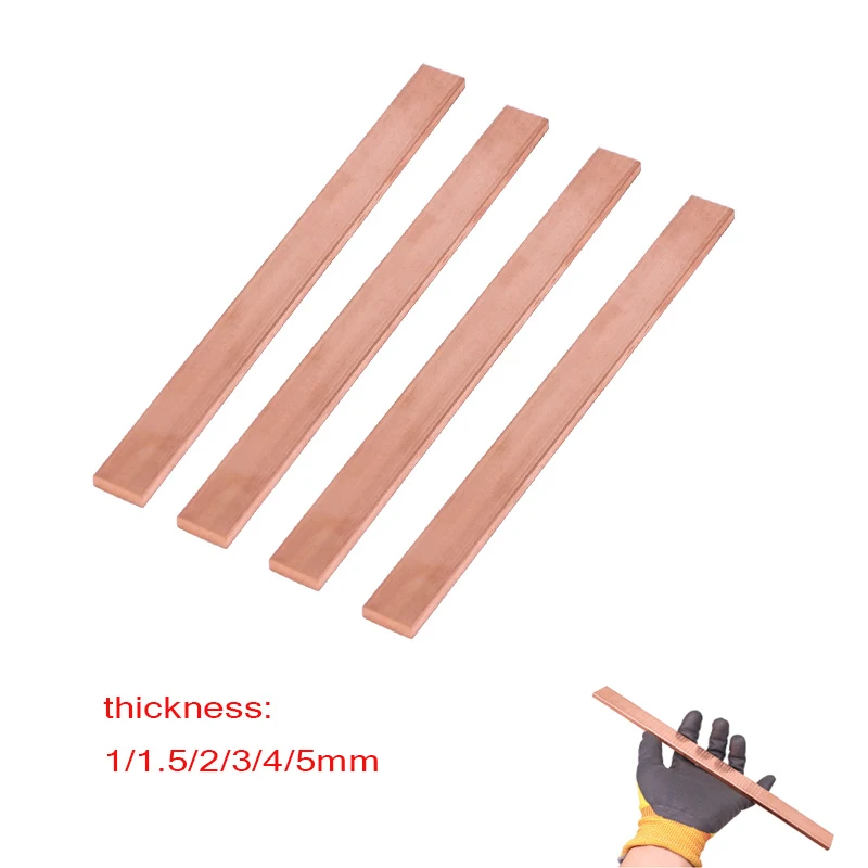 1Pcs 99.9% Pure Copper Thickness 1mm-8mm Copper Strip Red Copper Pad Copper Foil Copper Plate Bar DIY CNC Material