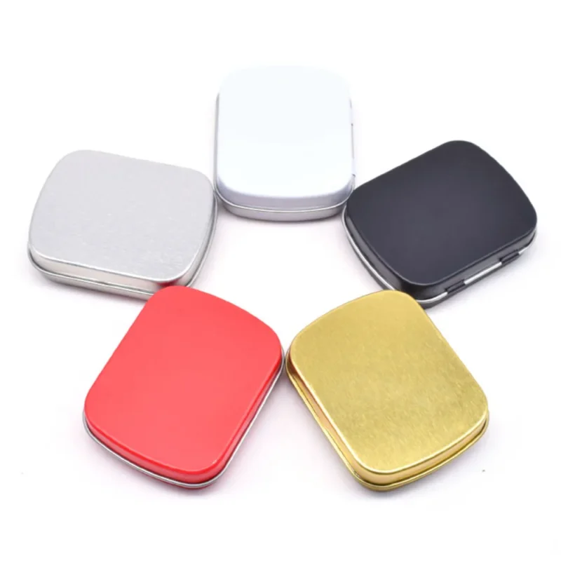 Metal Mini Hinged Iron Box Rectangular Empty Tin Storage Box Jewelry Pill Candy Cases Container Cosmetic Organizer Home Supplies