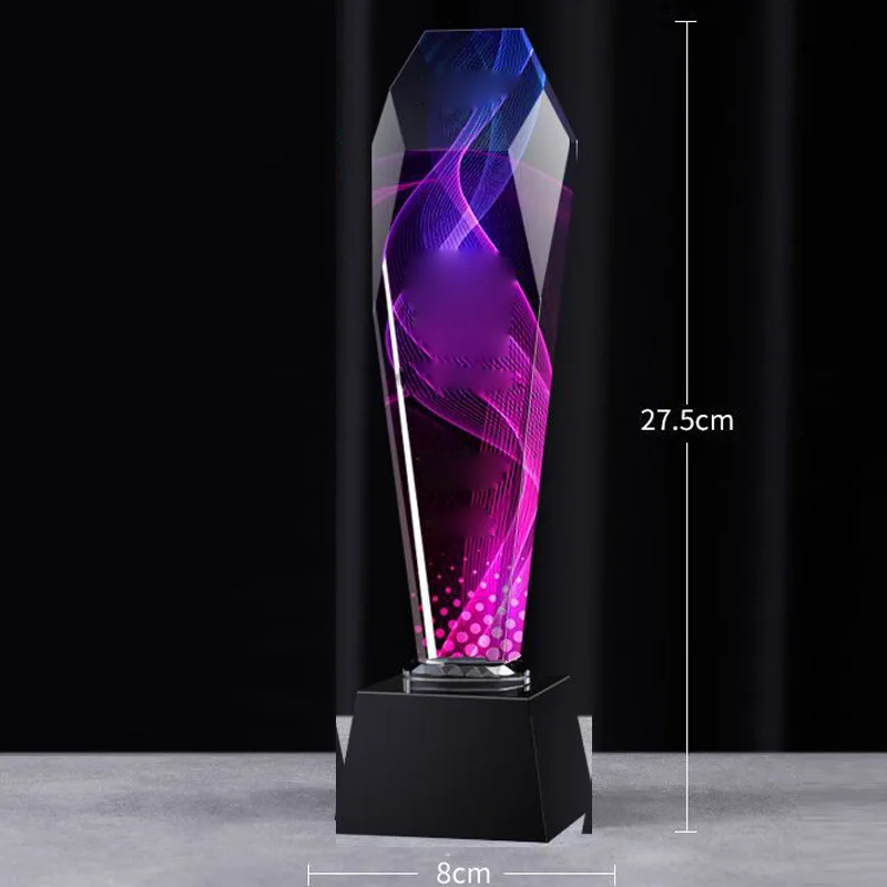 Creative High-end Crystal Trophy, Customized Lettering, Color Printing, Excellent Staff Team, annual Meeting Award