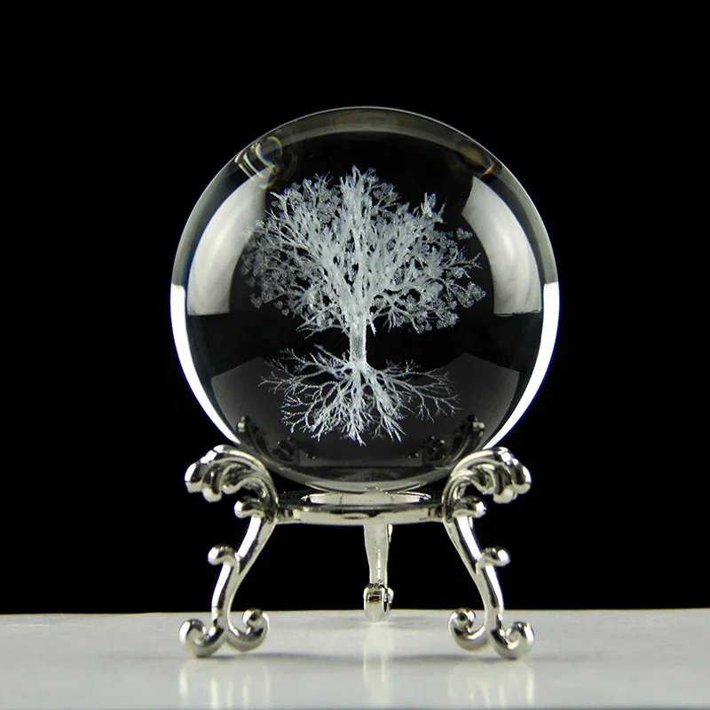 Tree of life Crystal Ball 3D laser engraved Model Glass Sphere Plant Life Tree Gift Souvenir Globe Home Decoration