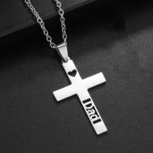 Christian Jesus Cross Necklace For Men Women Stainless Steel Chains Choker Religion Blue Pendants Jewelry Prayer Baptism Gifts