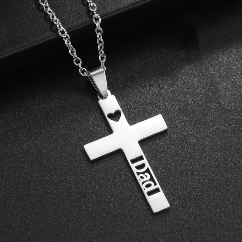 Christian Jesus Cross Necklace For Men Women Stainless Steel Chains Choker Religion Blue Pendants Jewelry Prayer Baptism Gifts