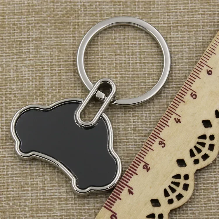 Custom Logo Name Metal Black Keychain Personalized Keyring Plate Laser Marking Engraving Stainless Steel Key Chain Ring Gift