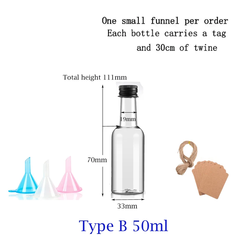 10PCS 30ML-150ML Portable Plastic Mini Liquor Bottle Juice Bottles Reusable Drink Container For Favors Weddings Parties Favors