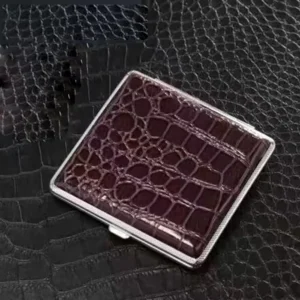 Cigarette Storage Cover Holder 20 Sticks Gift for Men's Leather Cigarette Box Cigar Case Metal Leather Smoking Accessories
