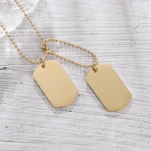 Men's Rectangular Double Dog Tag Stainless Steel Military Id Tag Pendant Titanium Steel Necklace Army Male Jewelry