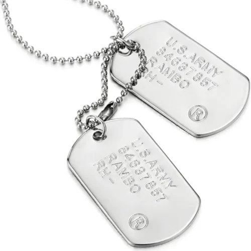 Classic 2Pcs Mens Military Army Dog Tag Pendant Necklace for Men Dad Husband with Bead Chain Christmas Birthday Jewelry Gifts