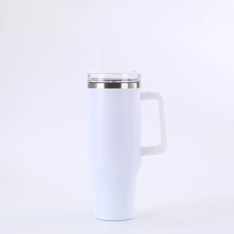 40oz 1200ML Insulated Tumbler w/Handle & Straw, Double Wall Thermal Cup, Travel Coffee Mug, Gift