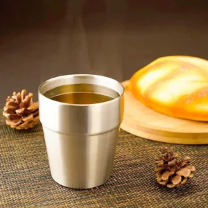 Stainless Steel Cups 6oz Set of 2 Metal Drinking Cups 10oz Stackable Double Wall 304 Metal Insulated Drinking Cup for Home Party