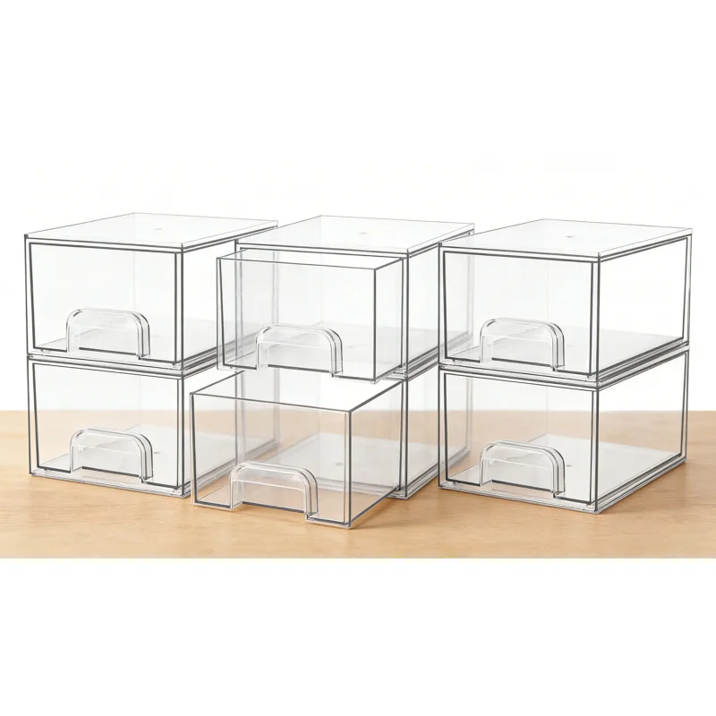 S3290c00443e9444787bb66777cd979d9Q.webp Household2-3-4Pack of Transparent Stackable Storage Boxes Drawer-Type Bathroom Makeup Room Kitchen Storage Organizer Plastic Box