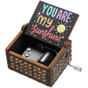 You are My Sunshine Engraved Hand-Cranked Wooden Musical Box Suitable Gifts for Birthday Christmas Valentine's Day Thanksgiving