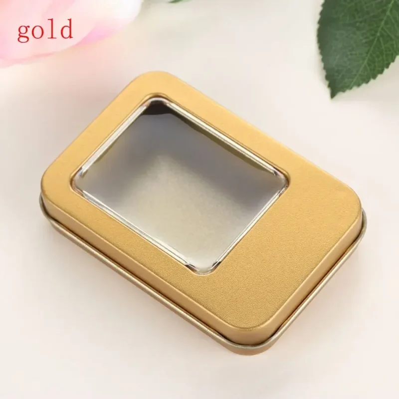 1PC New Metal Rectangular Storage Box Container with Lid Small Tin Boxes Empty Containers Silver Storage Box Case Organizer