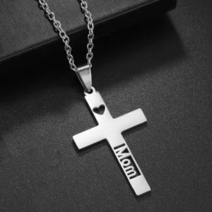 Christian Jesus Cross Necklace For Men Women Stainless Steel Chains Choker Religion Blue Pendants Jewelry Prayer Baptism Gifts