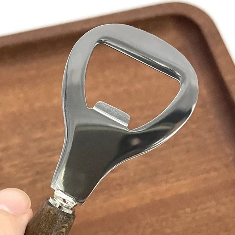 Wooden Handle Beer Bottle Opener, Stainless Steel; Unique Design; Perfect For Opening Beer, Soda, And Other Beverage Bottles.