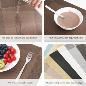 slip cup mat Western style table mat dining table High-end PVC woven table heat insulation mat antibacterial and anti