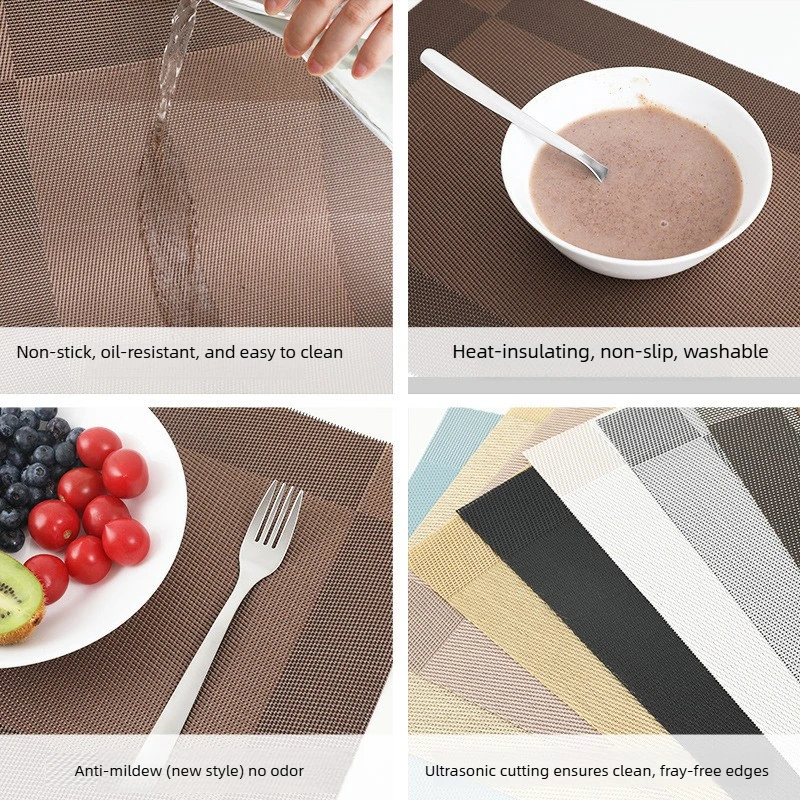 slip cup mat Western style table mat dining table High-end PVC woven table heat insulation mat antibacterial and anti