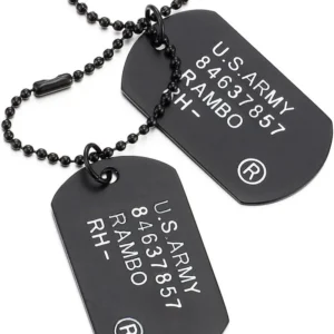 Classic 2Pcs Mens Military Army Dog Tag Pendant Necklace for Men Dad Husband with Bead Chain Christmas Birthday Jewelry Gifts
