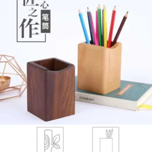 Wooden storage box pen holder