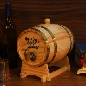 3L Wooden Whiskey Barrel with Stand Bung and Spigot Wine Barrel Whiskey Barrel Dispenser for Cocktails Bourbon Rum Tequila Beer