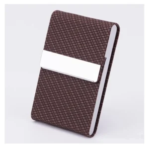 Business Card Holder PU Leather & Stainless Steel Business Card Case for Men Women Slim Name Cards Holder RFID Magnetic Closure