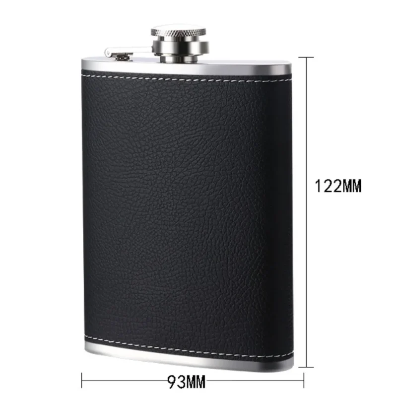 Wine Bottle 8 Oz Leather Texture Hip Flask with Funnel and Cups Stainless Steel Flagon Leakproof Thickened Whiskey Flasks Travel