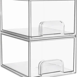 S3a9b02e35b3a45c49b430e53751e43d6r.webp Household2-3-4Pack of Transparent Stackable Storage Boxes Drawer-Type Bathroom Makeup Room Kitchen Storage Organizer Plastic Box