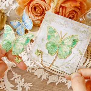 Mini Cute Butterfly Metal Bookmark With Chain And Gold Foil Design, Butterfly Book Page Holder, Vintage Bookmark To Aid Reading