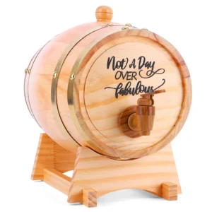 3L Wooden Whiskey Barrel with Stand Bung and Spigot Wine Barrel Whiskey Barrel Dispenser for Cocktails Bourbon Rum Tequila Beer