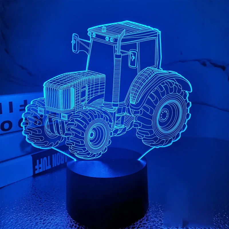 Car,Truck,Tractor,Excavator 3D Night Light LED Touch Illusion Table Lamp Baby Bedroom Decor Gift Lamps for Christmas Birthday