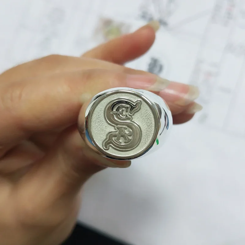 Custom Engraved 17mm Round Top Ring Engraved Signet Ring Personalize Engraving Letters Logo Rings Fashion Men Copper Jewelry