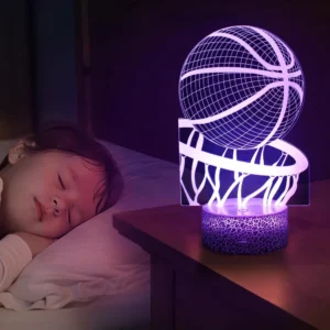 Basketball Night Light for Kids 3D LED Illusion Lamp Remote Control Brightness Adjustment Gifts for Girls Boys Room Decoration