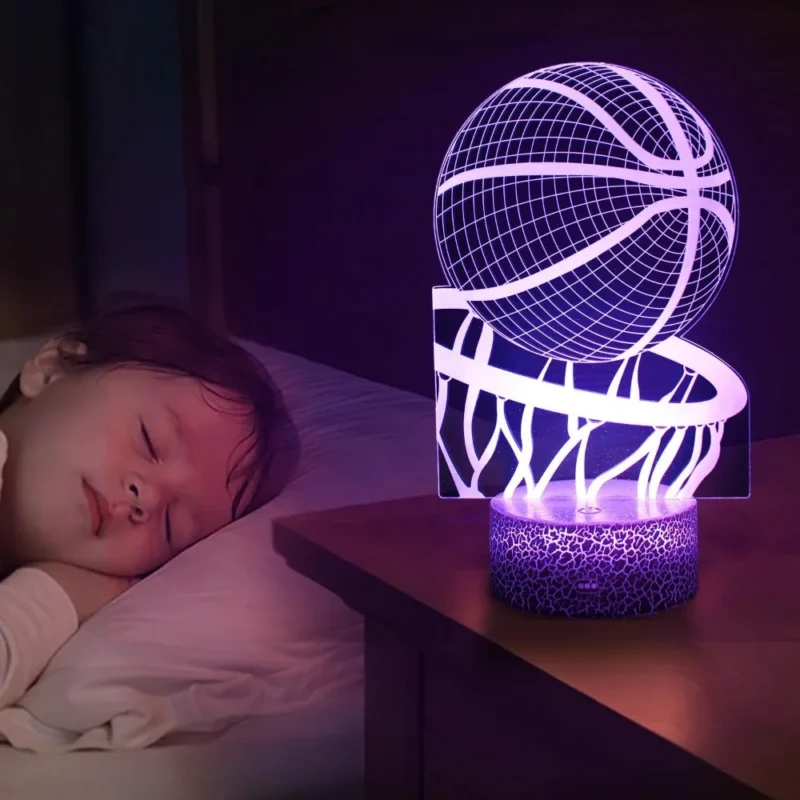 Basketball Night Light for Kids 3D LED Illusion Lamp Remote Control Brightness Adjustment Gifts for Girls Boys Room Decoration