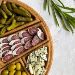 Wooden Serving Tray Charcuterie Board 8-Petal Detachable Divided Snack Plate Natural Wood Puzzle Tray for Kitchen Breakfast