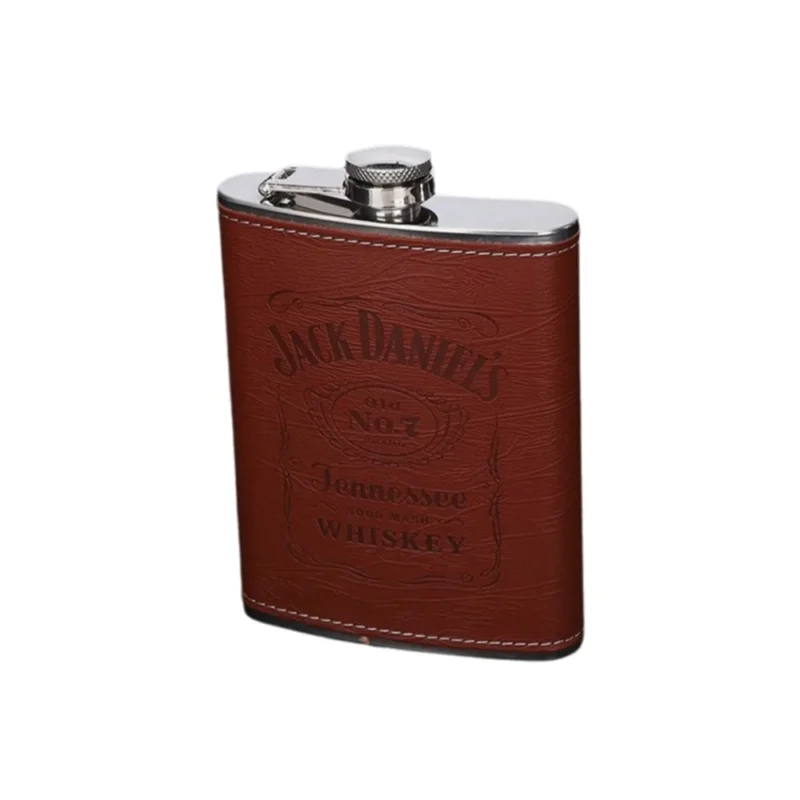 Fashion 8oz Hip Flask Stainless Steel Leakproof Liquor Flask Mini Leather Covered Wine Cup Outdoor