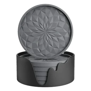 6PCS Non-stick Tray Coffee Coasters Silicone Grey/Black/Red Silicone Drink Coasters Silicone Coasters Tabletop Protection