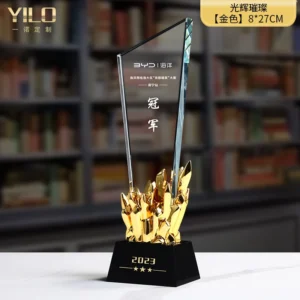 Crystal Trophy Gold-plated Excellent Staff Competition Award Creative Honor Sales Champion Engraved Custom Trophy