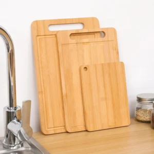 Double-Sided Bamboo Cutting Board - Natural Moso Bamboo Anti-Mold Kitchen Chopping Board with Vertical Stand