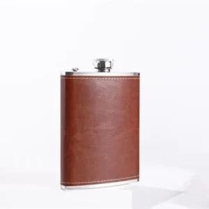6-8oz Luxury Pocket Hip Flask Brown Leather Covered Small Stainless Steel Flask For Alcohol Portable Whiskey Flasks Gift