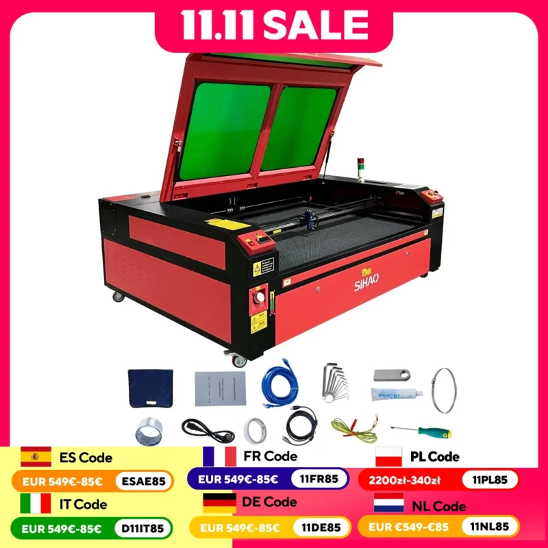 SIHAO CO2 Laser Engraver Laser,50/60/80/100/130W Engraving Cutting Machine for Fabric Wood Artwork