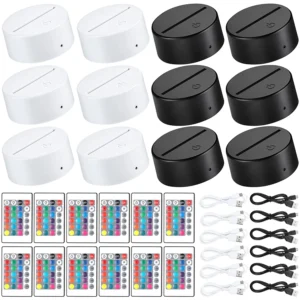 12 Pcs 3D Night LED Light Lamp Base 16 Colors Decorative Light Show Display Stand with Remote USB Cable for Acrylic Resin Glass