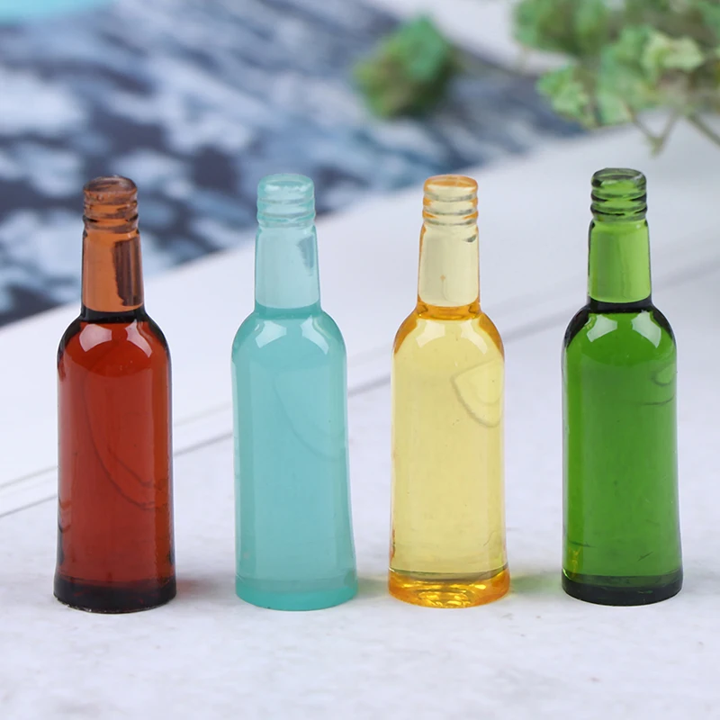 6Pcs 1:12 Dollhouse Miniature Beer Wine Drink Bottle Doll Kitchen Accessories