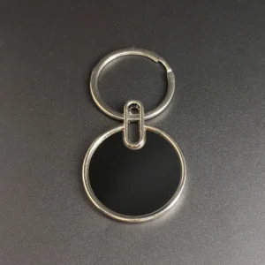 Custom Logo Name Metal Black Keychain Personalized Keyring Plate Laser Marking Engraving Stainless Steel Key Chain Ring Gift